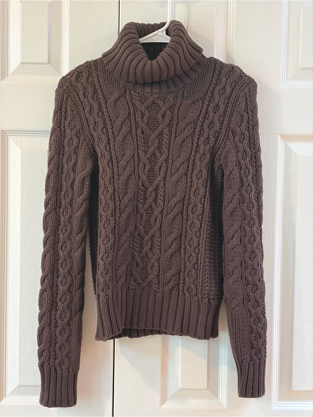 Ralph Lauren Brown Cotton Cable Knit Turtle Neck Sweater Size S